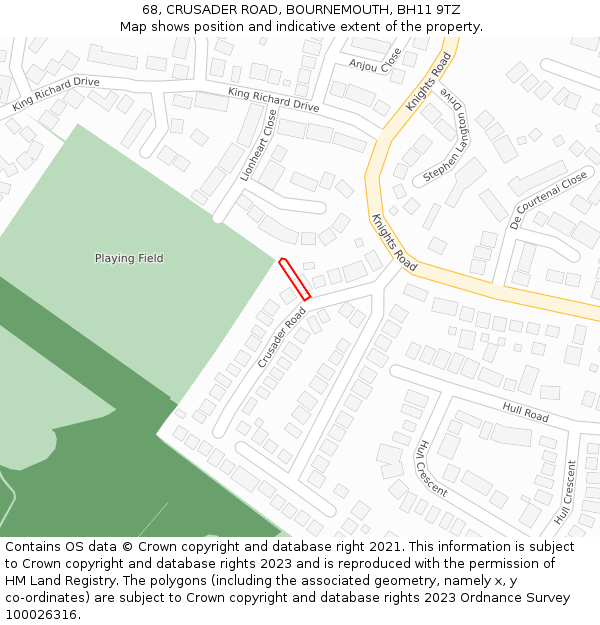 68, CRUSADER ROAD, BOURNEMOUTH, BH11 9TZ: Location map and indicative extent of plot