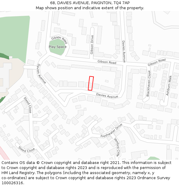 68, DAVIES AVENUE, PAIGNTON, TQ4 7AP: Location map and indicative extent of plot