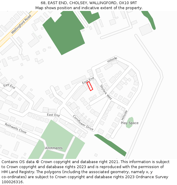 68, EAST END, CHOLSEY, WALLINGFORD, OX10 9RT: Location map and indicative extent of plot