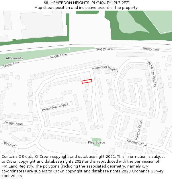 68, HEMERDON HEIGHTS, PLYMOUTH, PL7 2EZ: Location map and indicative extent of plot