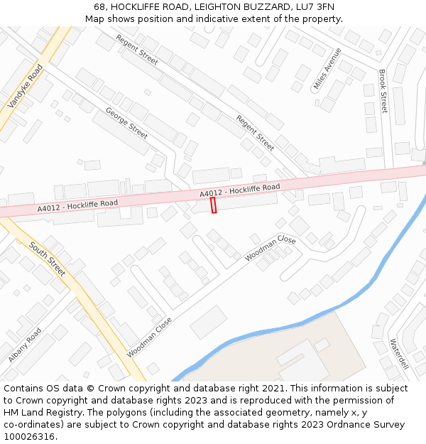 68, HOCKLIFFE ROAD, LEIGHTON BUZZARD, LU7 3FN: Location map and indicative extent of plot