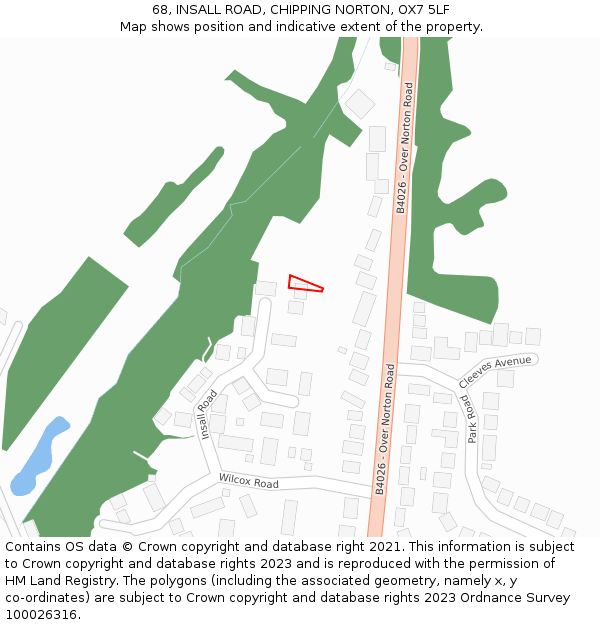 68, INSALL ROAD, CHIPPING NORTON, OX7 5LF: Location map and indicative extent of plot