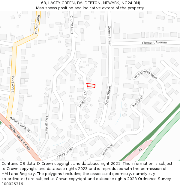 68, LACEY GREEN, BALDERTON, NEWARK, NG24 3NJ: Location map and indicative extent of plot
