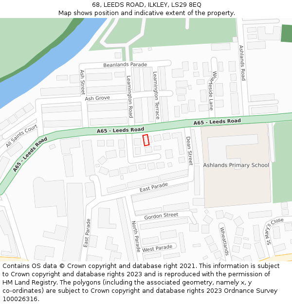 68, LEEDS ROAD, ILKLEY, LS29 8EQ: Location map and indicative extent of plot