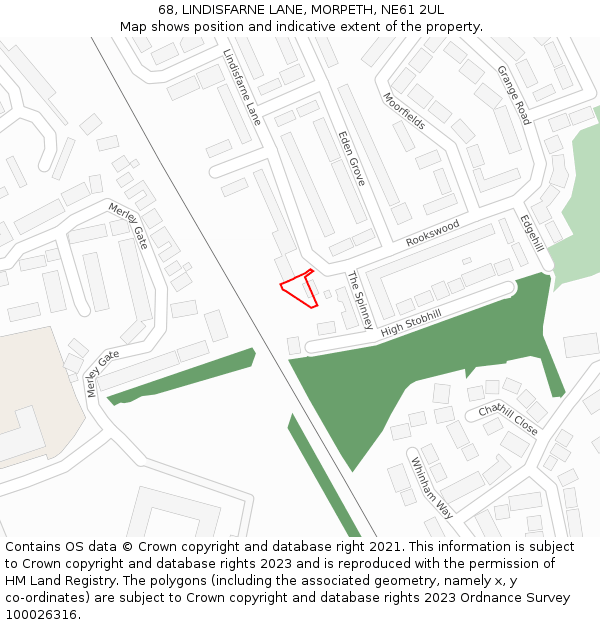 68, LINDISFARNE LANE, MORPETH, NE61 2UL: Location map and indicative extent of plot