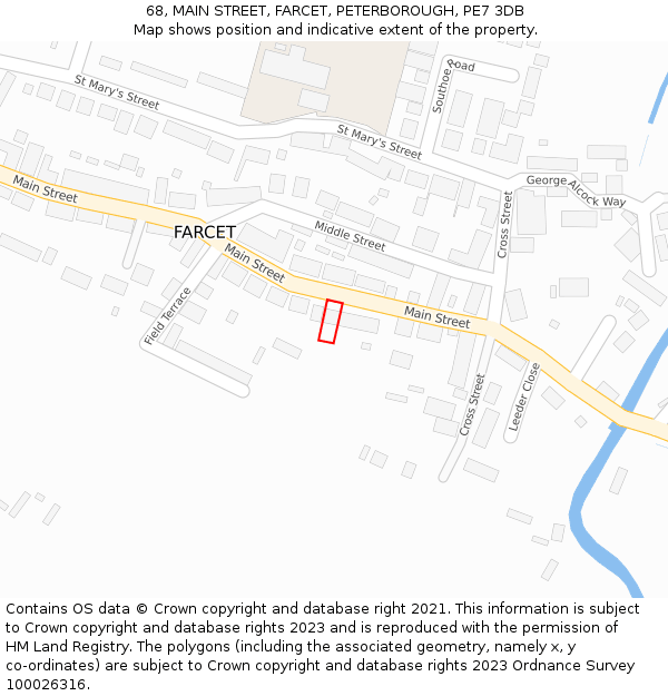 68, MAIN STREET, FARCET, PETERBOROUGH, PE7 3DB: Location map and indicative extent of plot