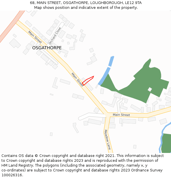 68, MAIN STREET, OSGATHORPE, LOUGHBOROUGH, LE12 9TA: Location map and indicative extent of plot
