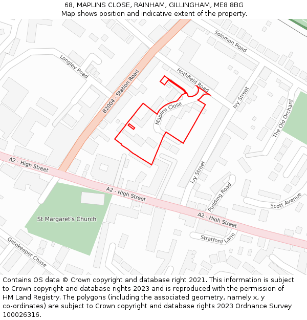 68, MAPLINS CLOSE, RAINHAM, GILLINGHAM, ME8 8BG: Location map and indicative extent of plot
