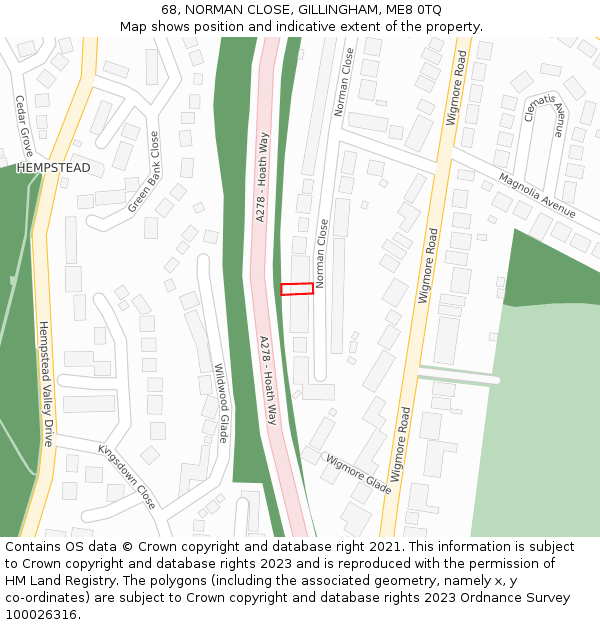 68, NORMAN CLOSE, GILLINGHAM, ME8 0TQ: Location map and indicative extent of plot