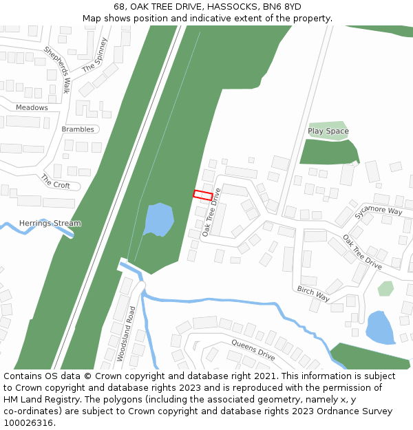 68, OAK TREE DRIVE, HASSOCKS, BN6 8YD: Location map and indicative extent of plot