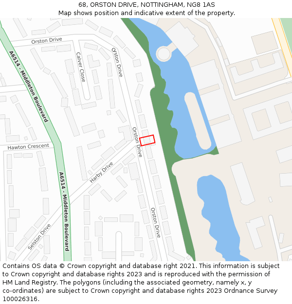 68, ORSTON DRIVE, NOTTINGHAM, NG8 1AS: Location map and indicative extent of plot