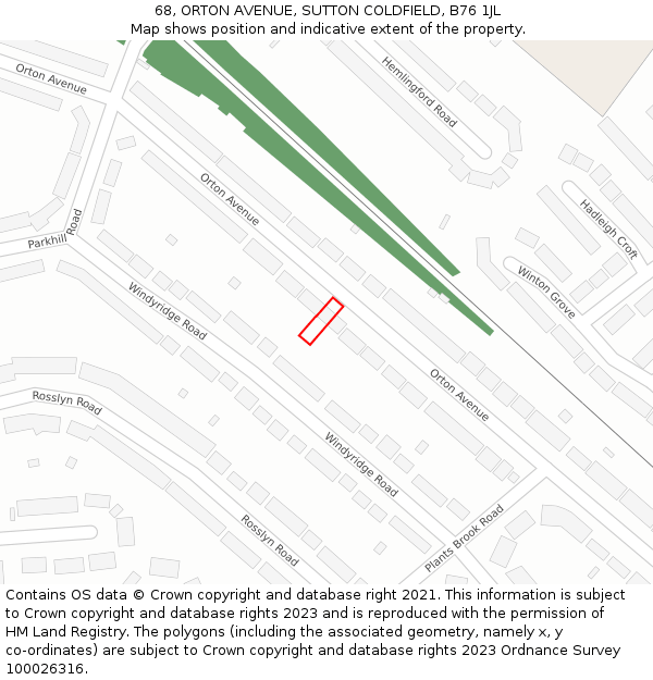 68, ORTON AVENUE, SUTTON COLDFIELD, B76 1JL: Location map and indicative extent of plot