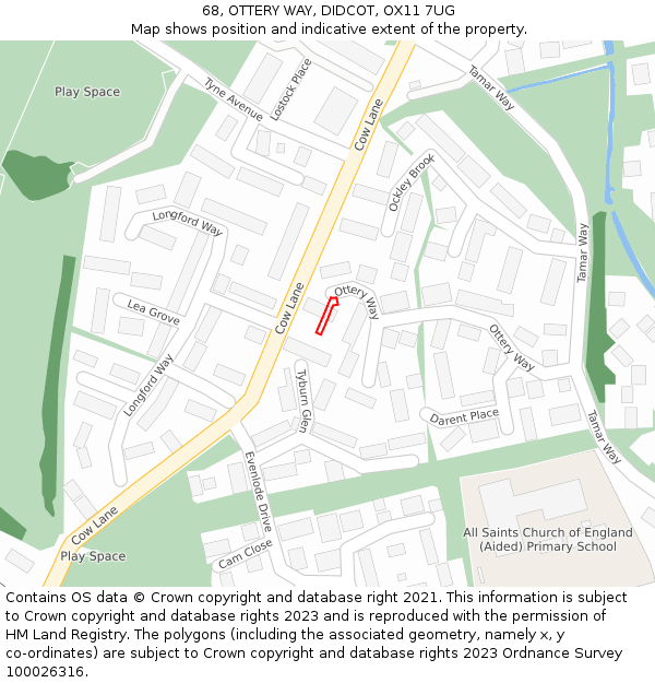 68, OTTERY WAY, DIDCOT, OX11 7UG: Location map and indicative extent of plot
