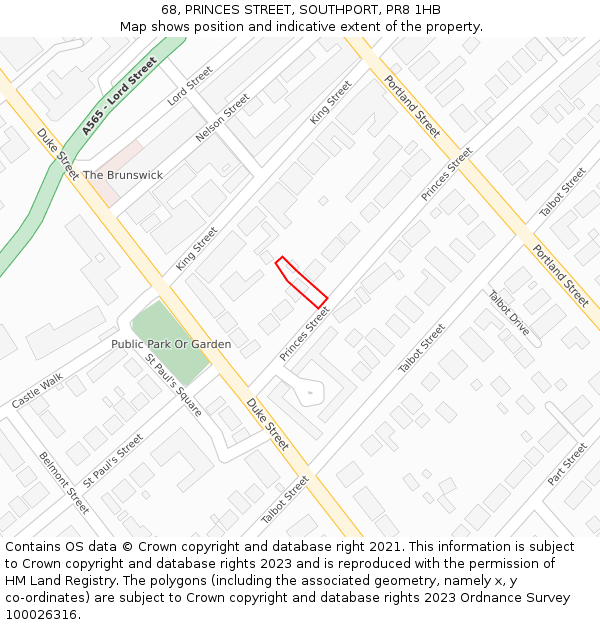 68, PRINCES STREET, SOUTHPORT, PR8 1HB: Location map and indicative extent of plot