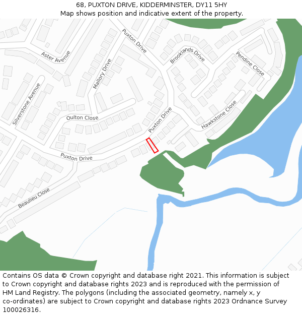 68, PUXTON DRIVE, KIDDERMINSTER, DY11 5HY: Location map and indicative extent of plot