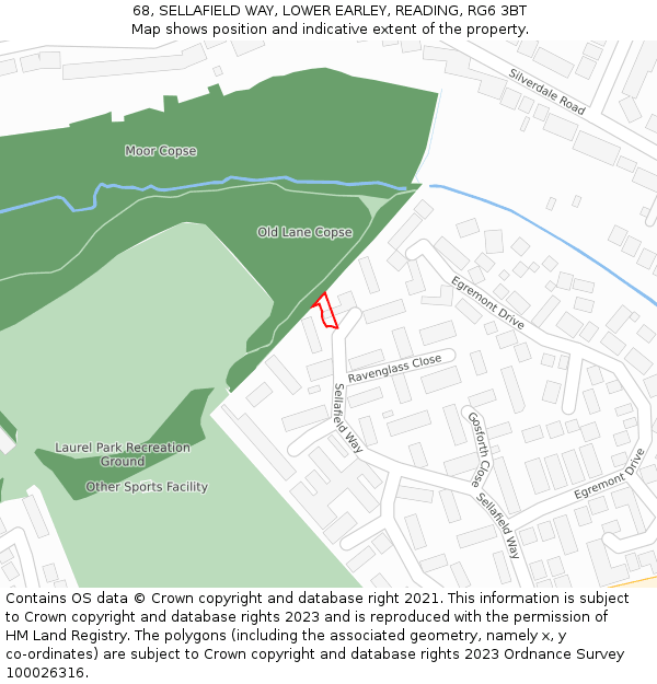 68, SELLAFIELD WAY, LOWER EARLEY, READING, RG6 3BT: Location map and indicative extent of plot