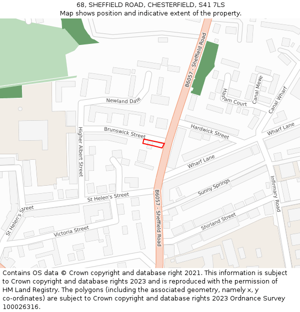 68, SHEFFIELD ROAD, CHESTERFIELD, S41 7LS: Location map and indicative extent of plot