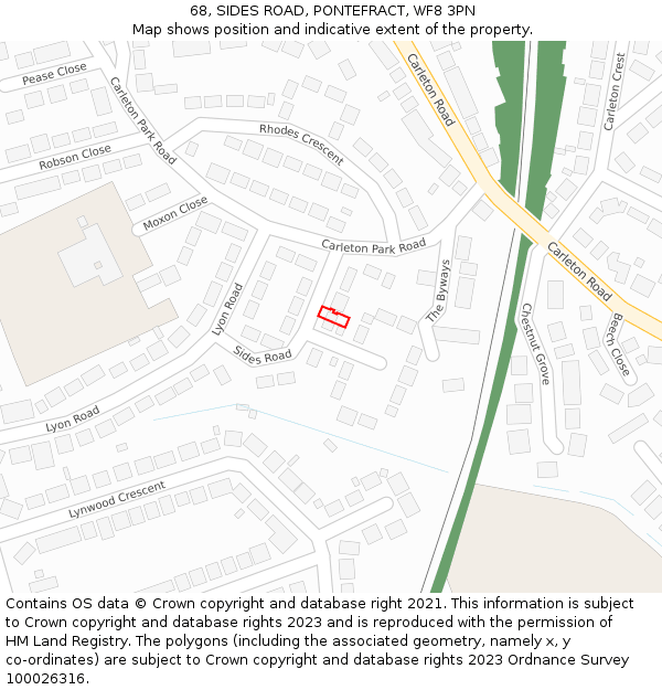 68, SIDES ROAD, PONTEFRACT, WF8 3PN: Location map and indicative extent of plot