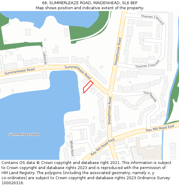 68, SUMMERLEAZE ROAD, MAIDENHEAD, SL6 8EP: Location map and indicative extent of plot