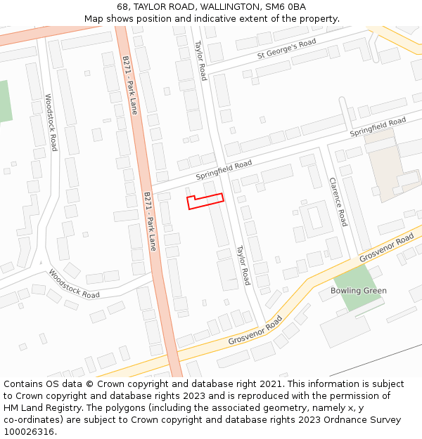68, TAYLOR ROAD, WALLINGTON, SM6 0BA: Location map and indicative extent of plot