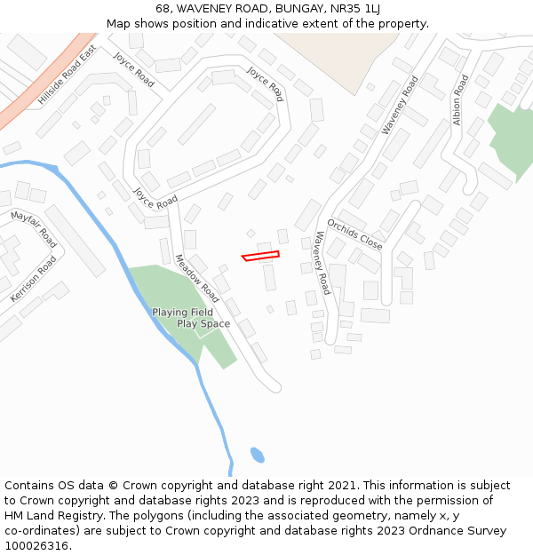 68, WAVENEY ROAD, BUNGAY, NR35 1LJ: Location map and indicative extent of plot
