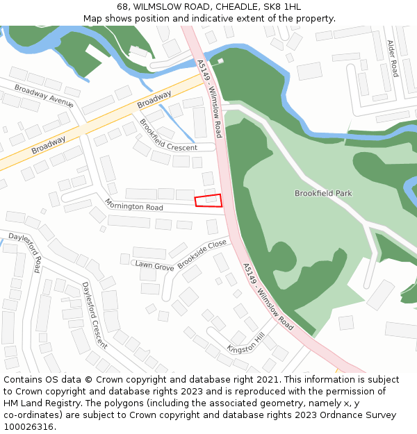 68, WILMSLOW ROAD, CHEADLE, SK8 1HL: Location map and indicative extent of plot
