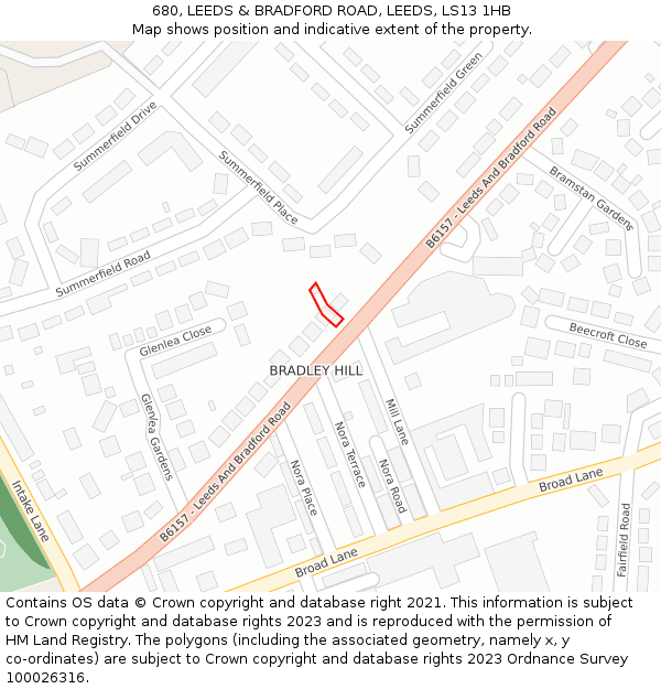 680, LEEDS & BRADFORD ROAD, LEEDS, LS13 1HB: Location map and indicative extent of plot