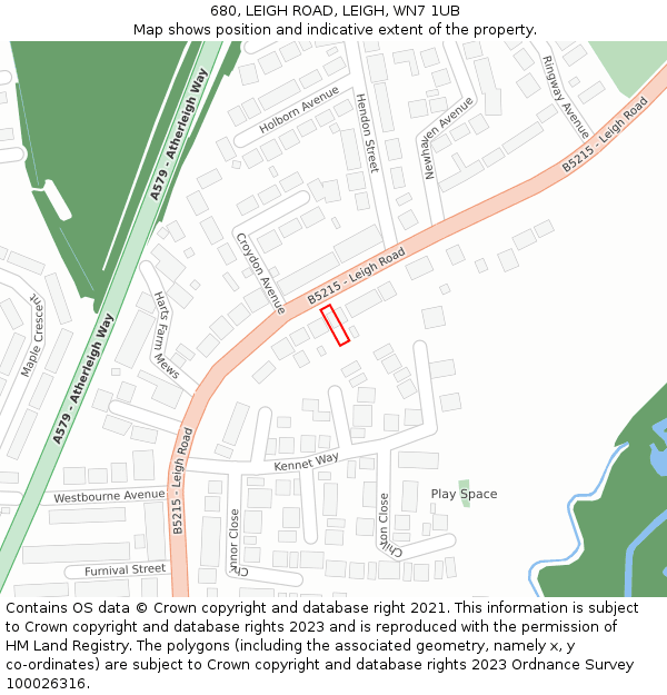 680, LEIGH ROAD, LEIGH, WN7 1UB: Location map and indicative extent of plot
