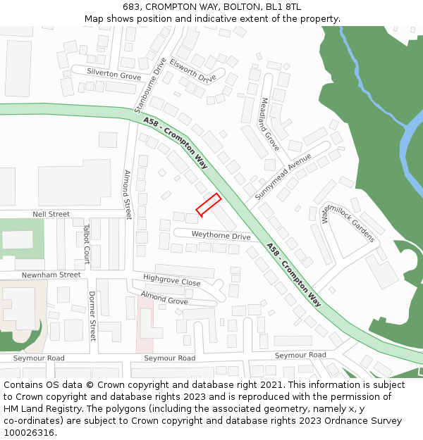 683, CROMPTON WAY, BOLTON, BL1 8TL: Location map and indicative extent of plot