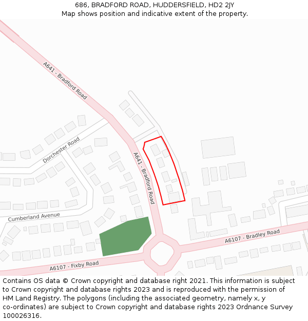 686, BRADFORD ROAD, HUDDERSFIELD, HD2 2JY: Location map and indicative extent of plot