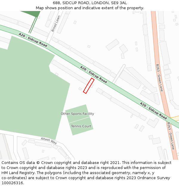 688, SIDCUP ROAD, LONDON, SE9 3AL: Location map and indicative extent of plot