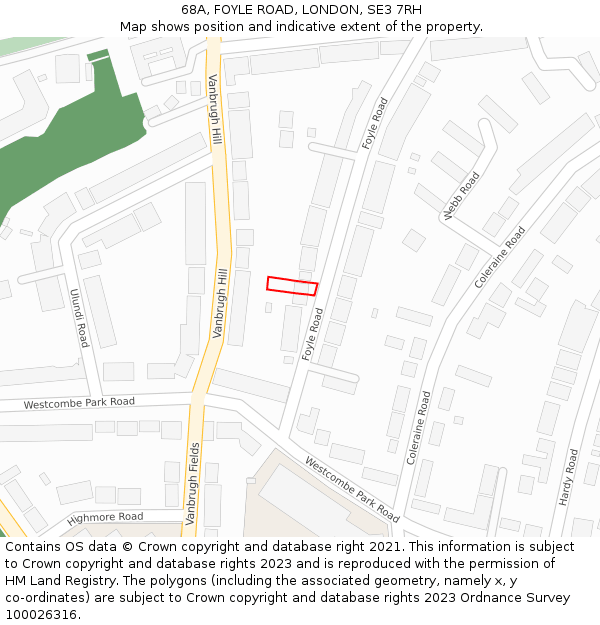 68A, FOYLE ROAD, LONDON, SE3 7RH: Location map and indicative extent of plot