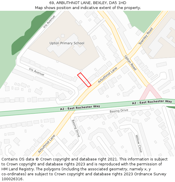 69, ARBUTHNOT LANE, BEXLEY, DA5 1HD: Location map and indicative extent of plot