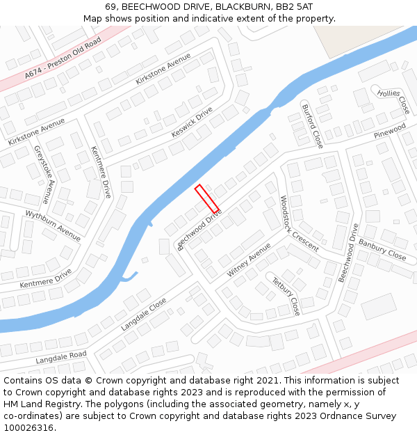 69, BEECHWOOD DRIVE, BLACKBURN, BB2 5AT: Location map and indicative extent of plot