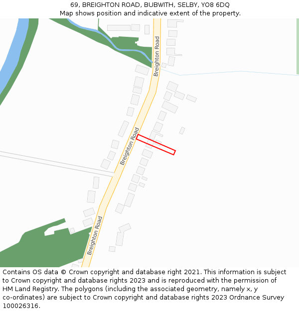 69, BREIGHTON ROAD, BUBWITH, SELBY, YO8 6DQ: Location map and indicative extent of plot