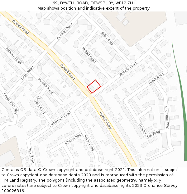 69, BYWELL ROAD, DEWSBURY, WF12 7LH: Location map and indicative extent of plot