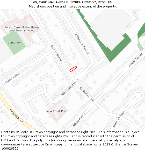 69, CARDINAL AVENUE, BOREHAMWOOD, WD6 1EN: Location map and indicative extent of plot