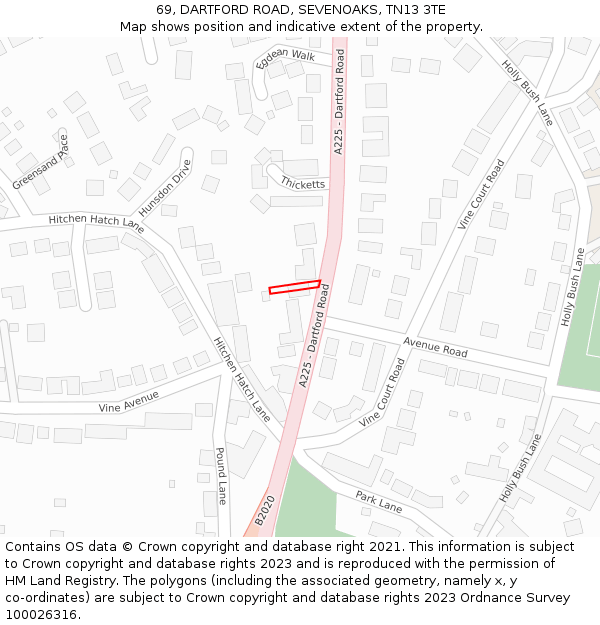 69, DARTFORD ROAD, SEVENOAKS, TN13 3TE: Location map and indicative extent of plot