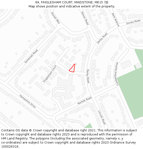 69, FINGLESHAM COURT, MAIDSTONE, ME15 7JE: Location map and indicative extent of plot