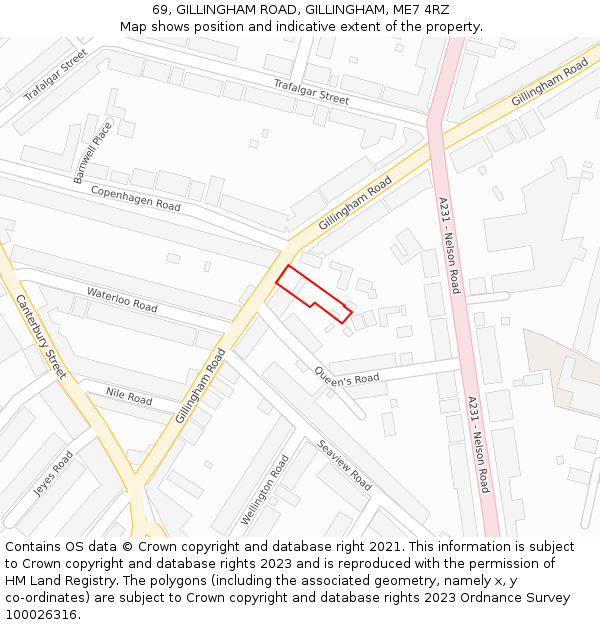 69, GILLINGHAM ROAD, GILLINGHAM, ME7 4RZ: Location map and indicative extent of plot