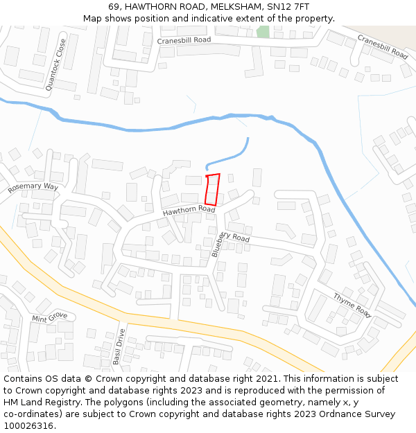 69, HAWTHORN ROAD, MELKSHAM, SN12 7FT: Location map and indicative extent of plot
