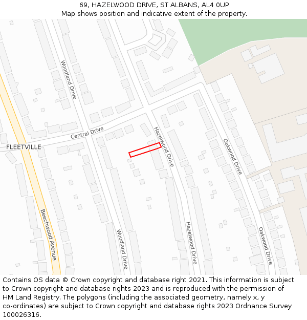 69, HAZELWOOD DRIVE, ST ALBANS, AL4 0UP: Location map and indicative extent of plot
