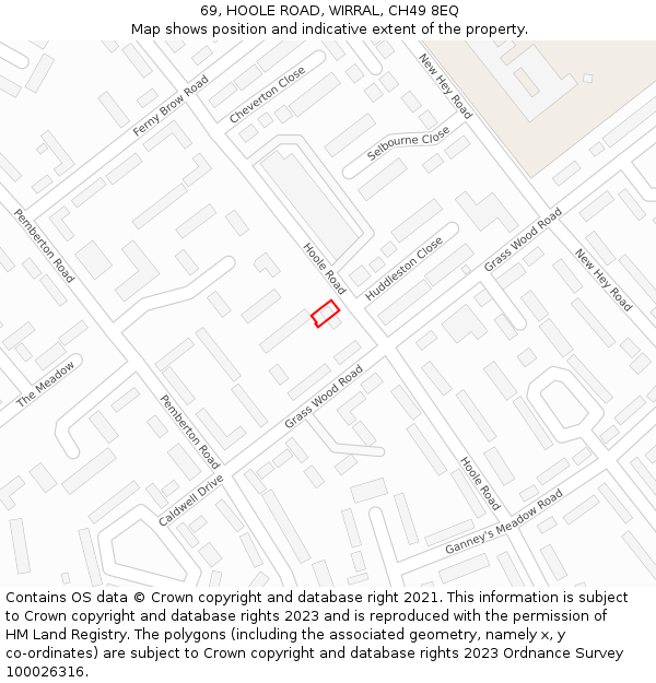 69, HOOLE ROAD, WIRRAL, CH49 8EQ: Location map and indicative extent of plot