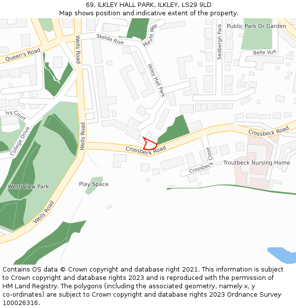 69, ILKLEY HALL PARK, ILKLEY, LS29 9LD: Location map and indicative extent of plot
