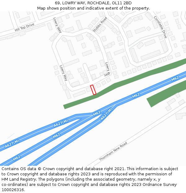 69, LOWRY WAY, ROCHDALE, OL11 2BD: Location map and indicative extent of plot