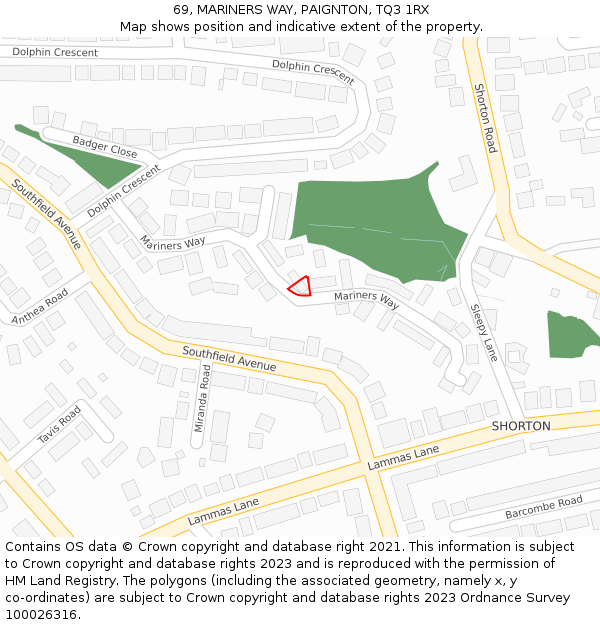 69, MARINERS WAY, PAIGNTON, TQ3 1RX: Location map and indicative extent of plot