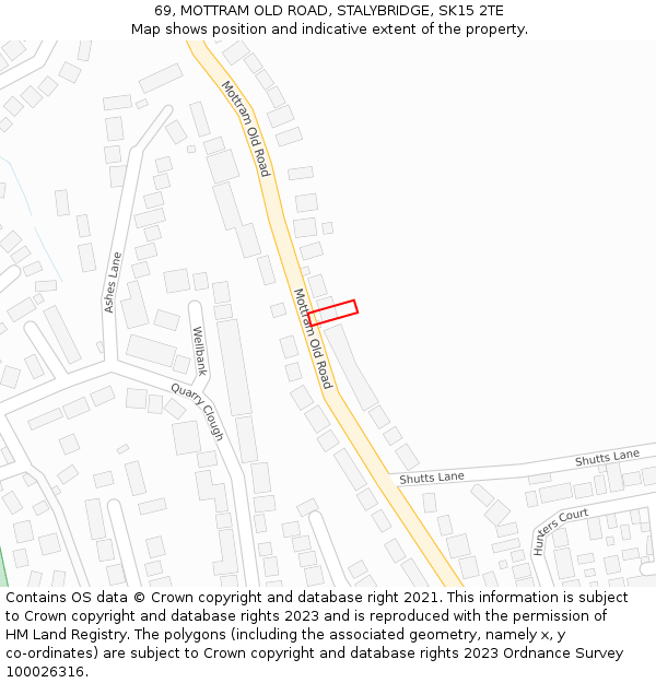 69, MOTTRAM OLD ROAD, STALYBRIDGE, SK15 2TE: Location map and indicative extent of plot