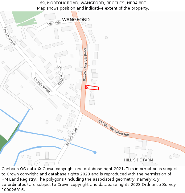69, NORFOLK ROAD, WANGFORD, BECCLES, NR34 8RE: Location map and indicative extent of plot
