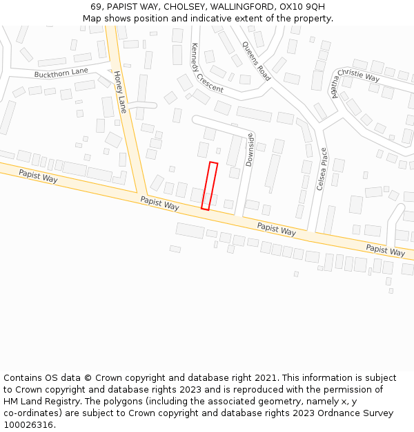 69, PAPIST WAY, CHOLSEY, WALLINGFORD, OX10 9QH: Location map and indicative extent of plot