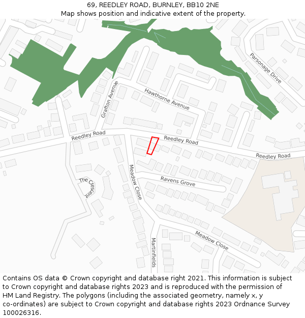 69, REEDLEY ROAD, BURNLEY, BB10 2NE: Location map and indicative extent of plot